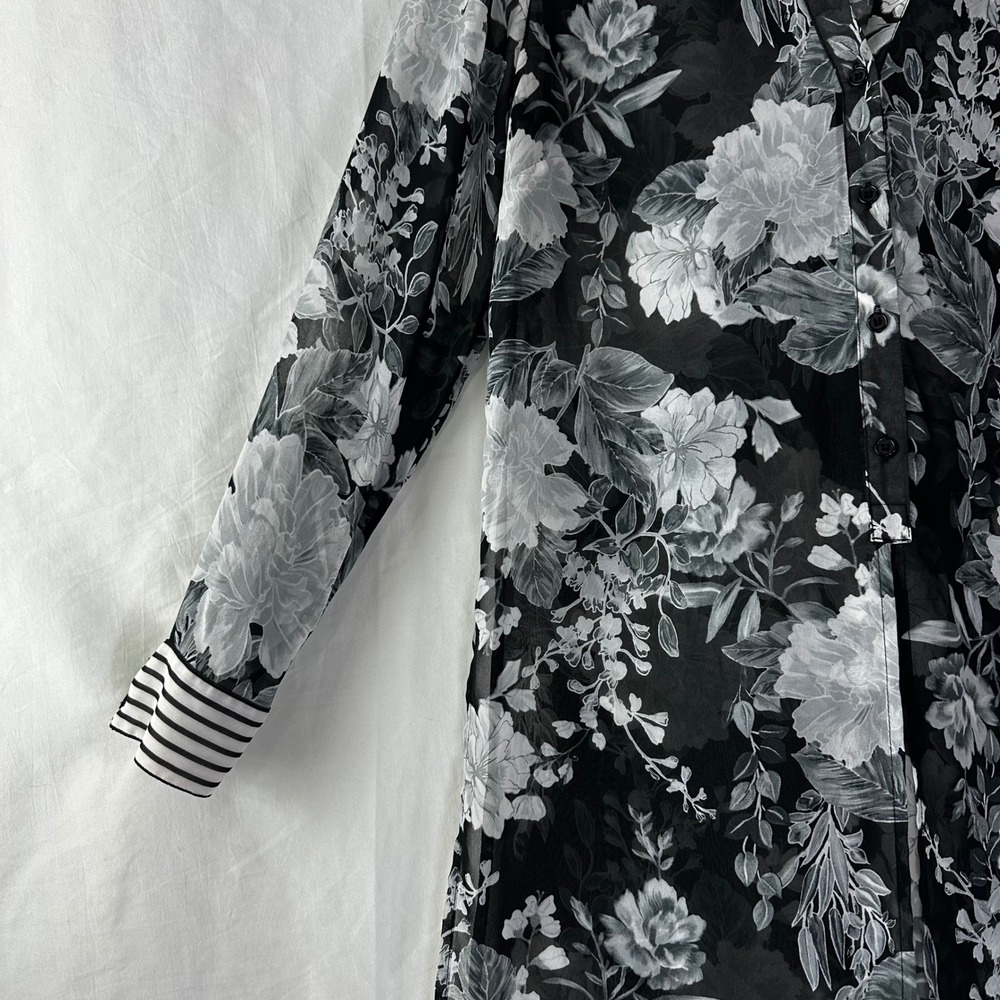 INC International Concepts Floral Tunic Women's PS Petite S Stripe Semi Sheer - Picture 3 of 13